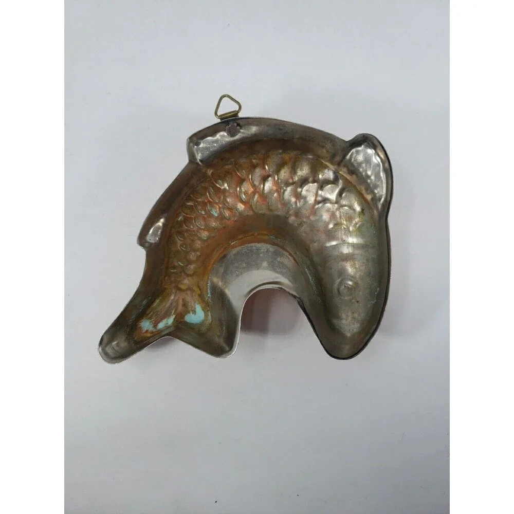 Vintage Metal Fish Mold Hanging Wall Decor Made In Korea Small Copper Color